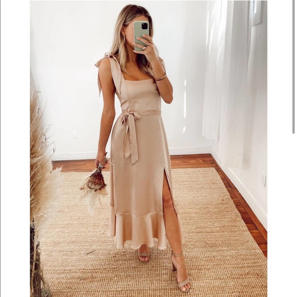 Claire Midi Champagne Luxe Satin - Show Me Your MuMu